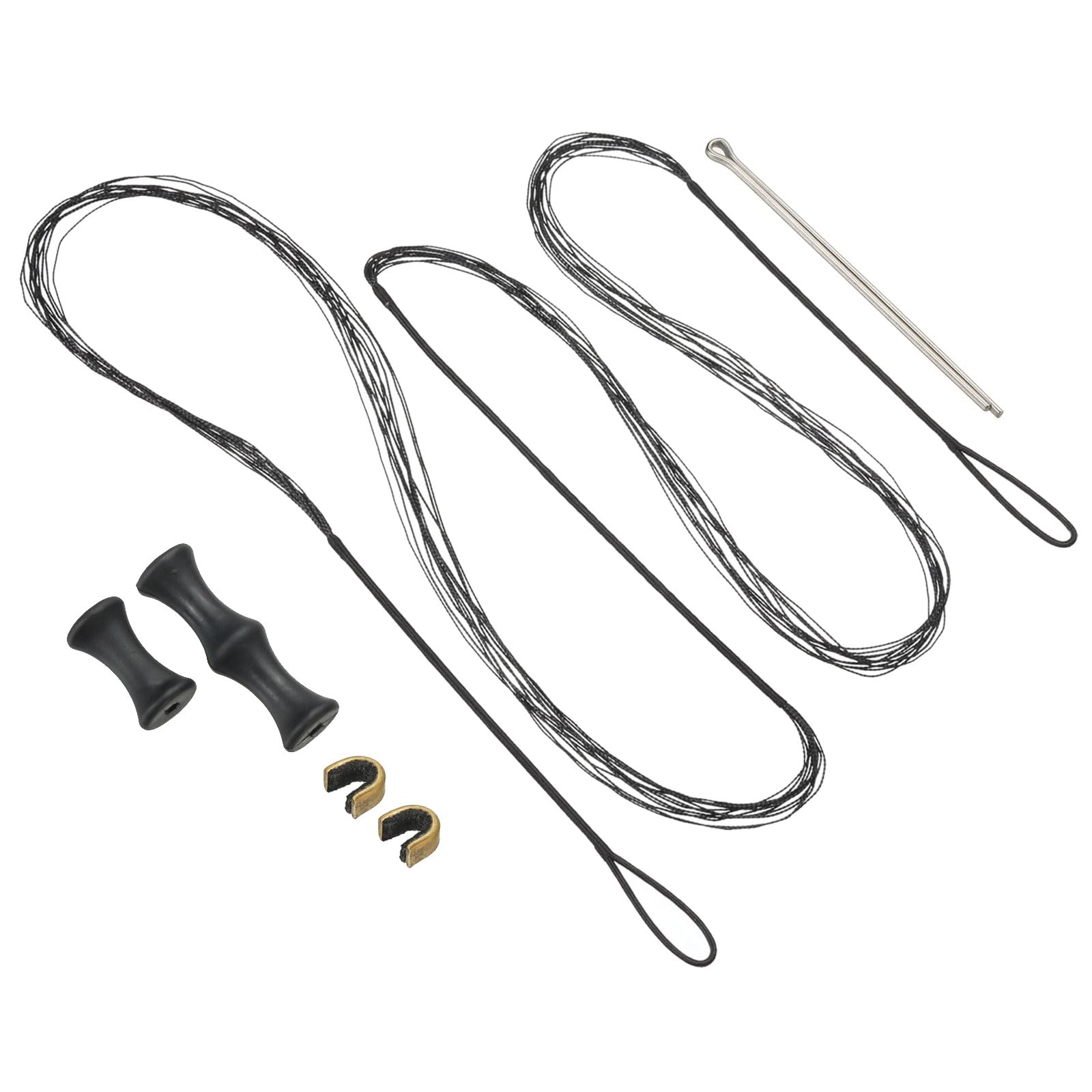 PATIKIL 61 Inch Bow String Replacement, Archery Bowstrings Accessories 12 Strands Bowstring with Finger Guard & 2 Brass Nock Points for Traditional Recurve Longbow, Black