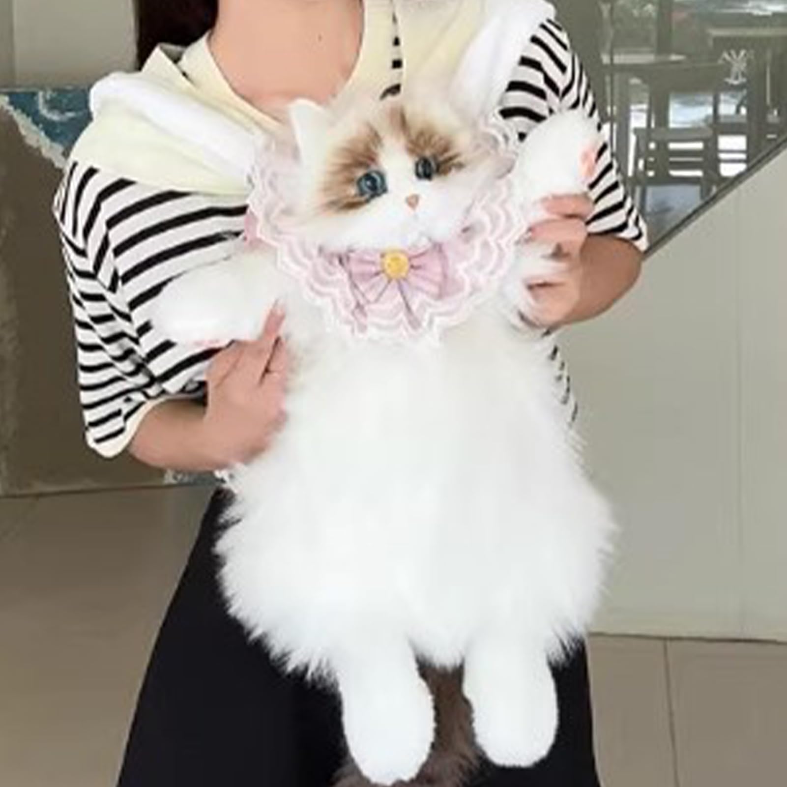 Zaino per bambole gatto, zaino morbido per gatti, Zaini morbidi a forma di | gatto vivace con tasca con cerniera, Comode borse a tracolla per bambole in peluche per bambine