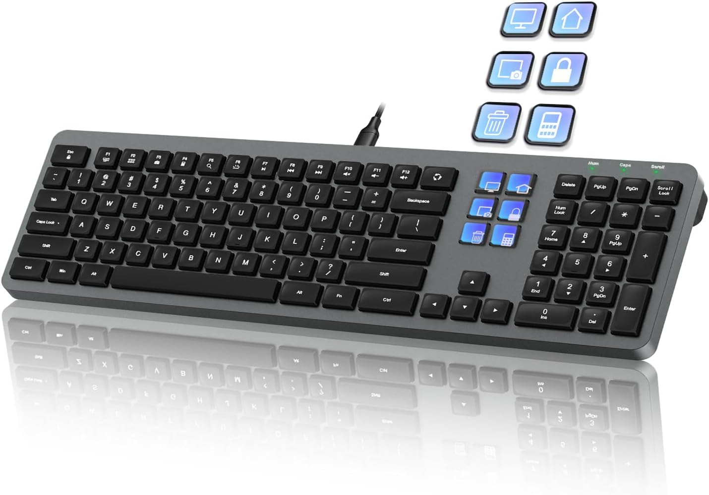 Tastiera cablata con mini deck di controllo (6 tasti LCD), fino a 60 azioni programmabili, digitazione silenziosa, retroilluminazione minimalista, supporto magnetico aggiuntivo, per creativi, designer e professionisti dell'ufficio