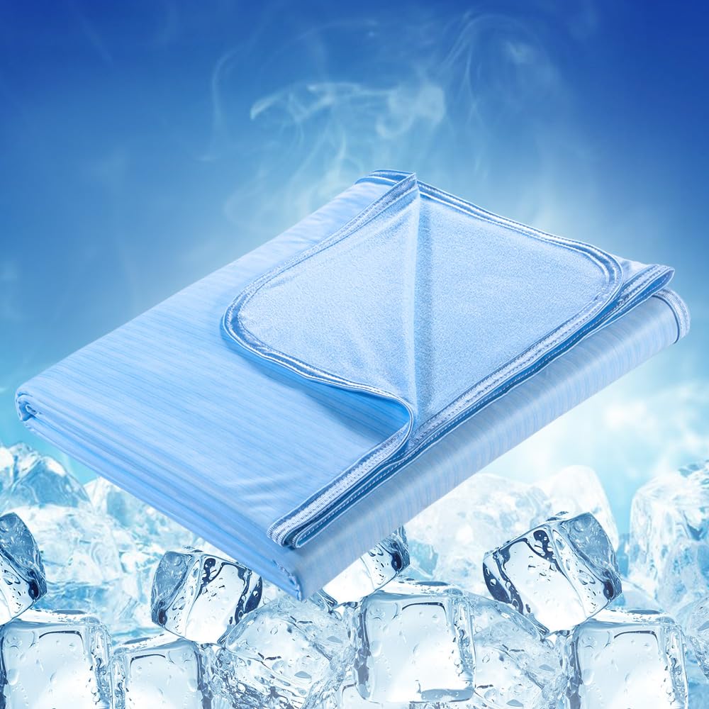Couverture Rafraîchissante Été 2 En 1 CHOSHOME 150x200cm - Plaid Froid Sans Électricité | Bleu