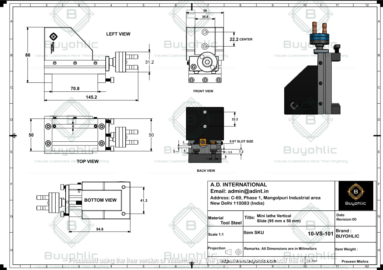 BUYOHLIC Mini prowadnica pionowa (90 mm x 50 mm) do natychmiastowego frezowania maszynowego na tokarce
