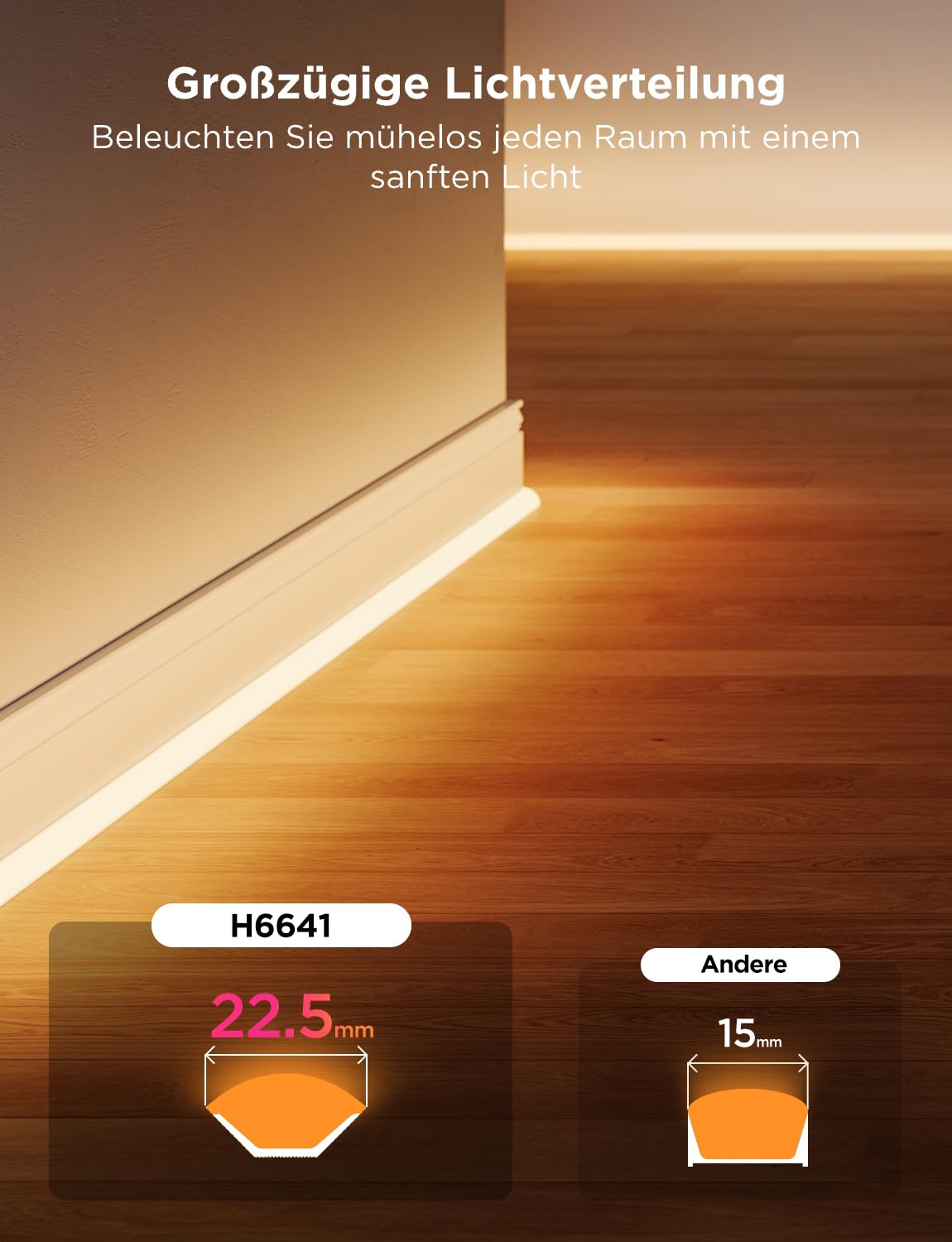 Govee Neon LED Strip für Sockelleiste,5M RGBIC LED Streifen für Wandlinien und Ecken, Kompatibel mit Matter，Musiksync, Zuschneidbar, Neon Licht Deko für Wohnzimmer, Korridor, Schlafzimmer | Kompatibel mit Matter Alexa Google Assistant, Musiksync, Zuschnei