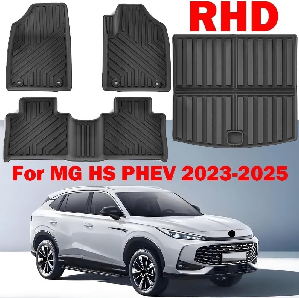 TPE Car Floor Mats ww MG HS PHEV 2023-present 2024 2025 Right-Hand Drive Foot Pad Waterproof Non-Slip Carpet Cargo Liners(3pcs RHD)