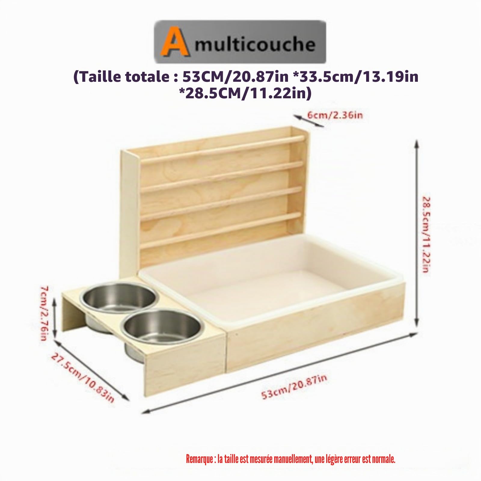 Mangeoire à Foin en Bois pour Lapins, avec bac à litière pour Chat, gamelle pour Animaux, 4 en 1, Convient aux Petits Animaux, Lapins, Hamsters et cochons d'Inde