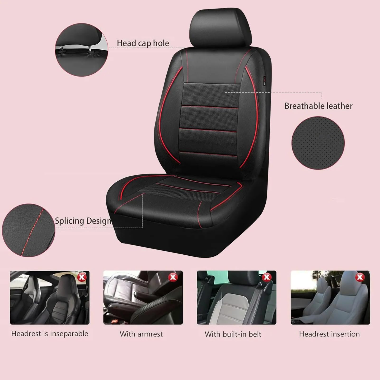 Pokrowce na siedzenia samochodowe ze skóry PU do Ford Puma SUV 2019 2020 2021 2022 2023 2024-, wodoodporne, antypoślizgowe i oddychające, czarne