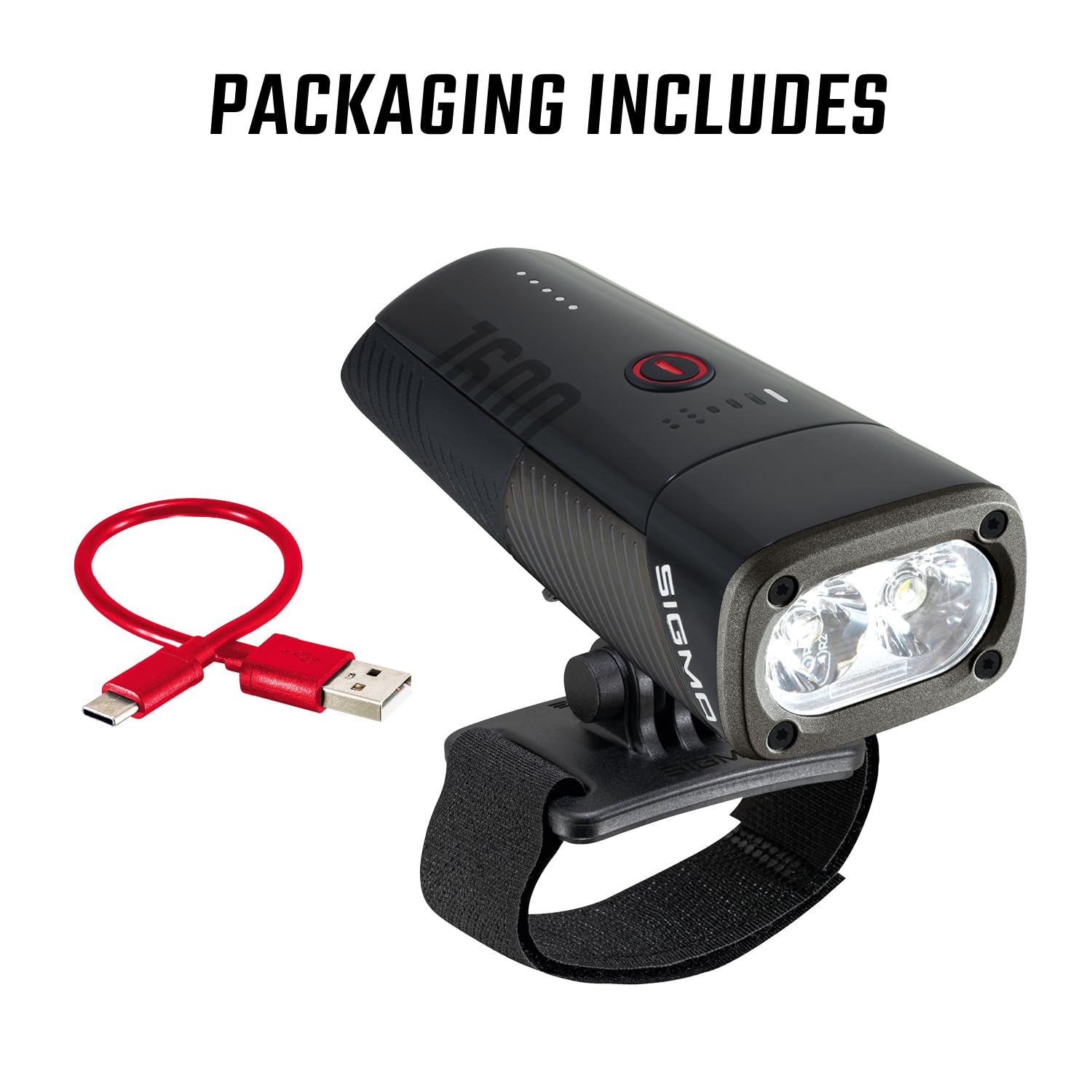 SIGMA Buster 1600HL | luce da casco con 1600 lumen | luce da casco ricaricabile con 6 modalità di illuminazione | eccellente immagine luminosa grazie alla doppia lente con LED Osram | colore: nero