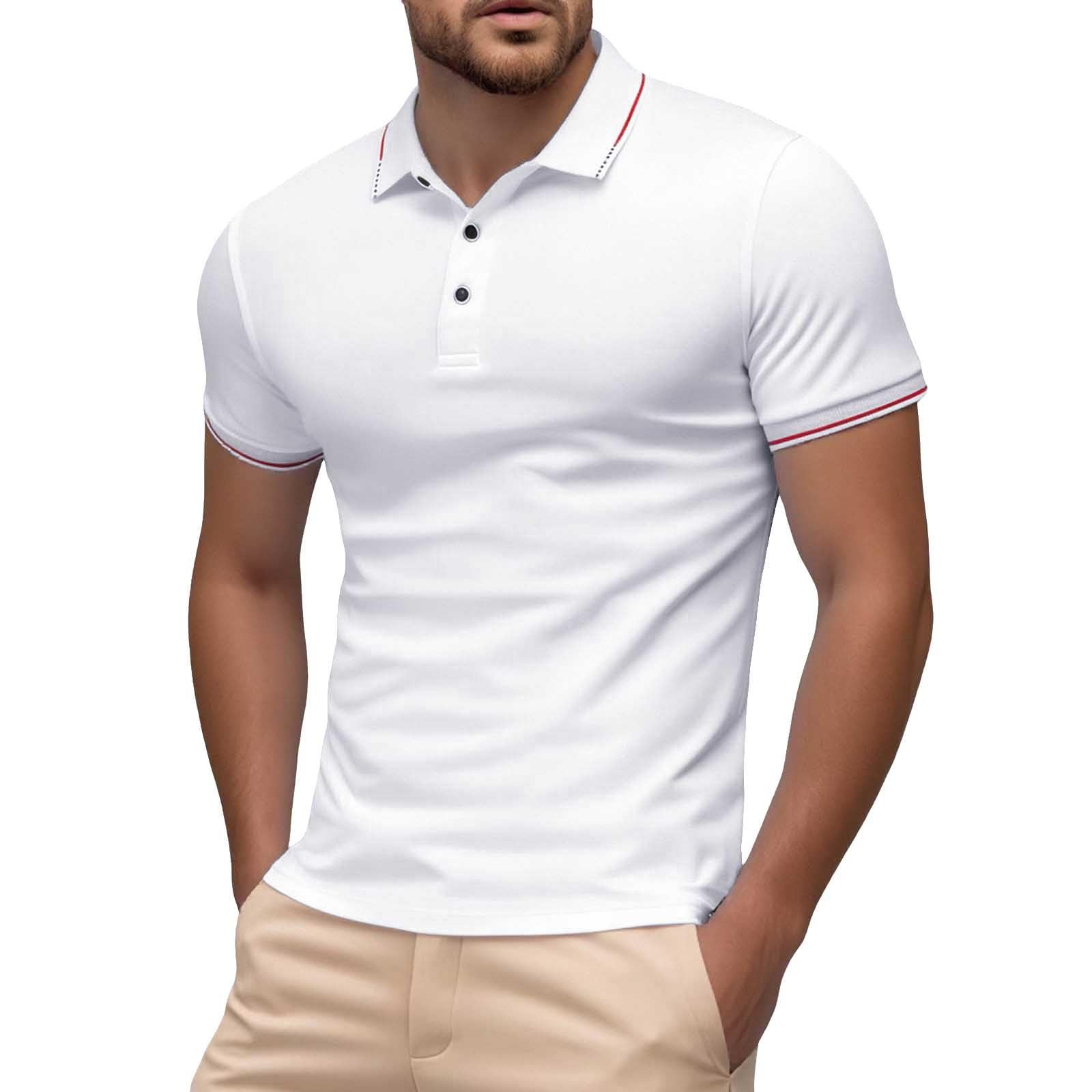 Polo pour homme - Mode d'été - Soie - Col en V - Manches courtes