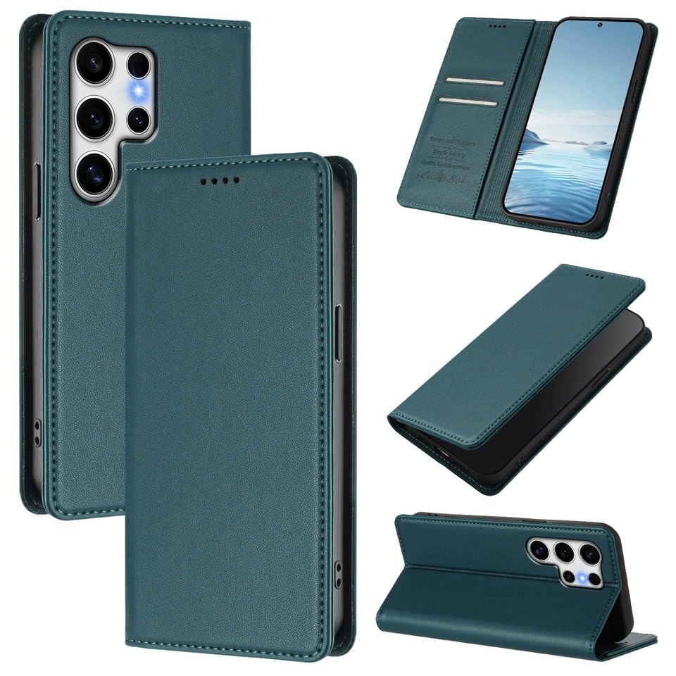Housse Samsung Galaxy S26 Edge vert foncé en cuir pour vos sorties
