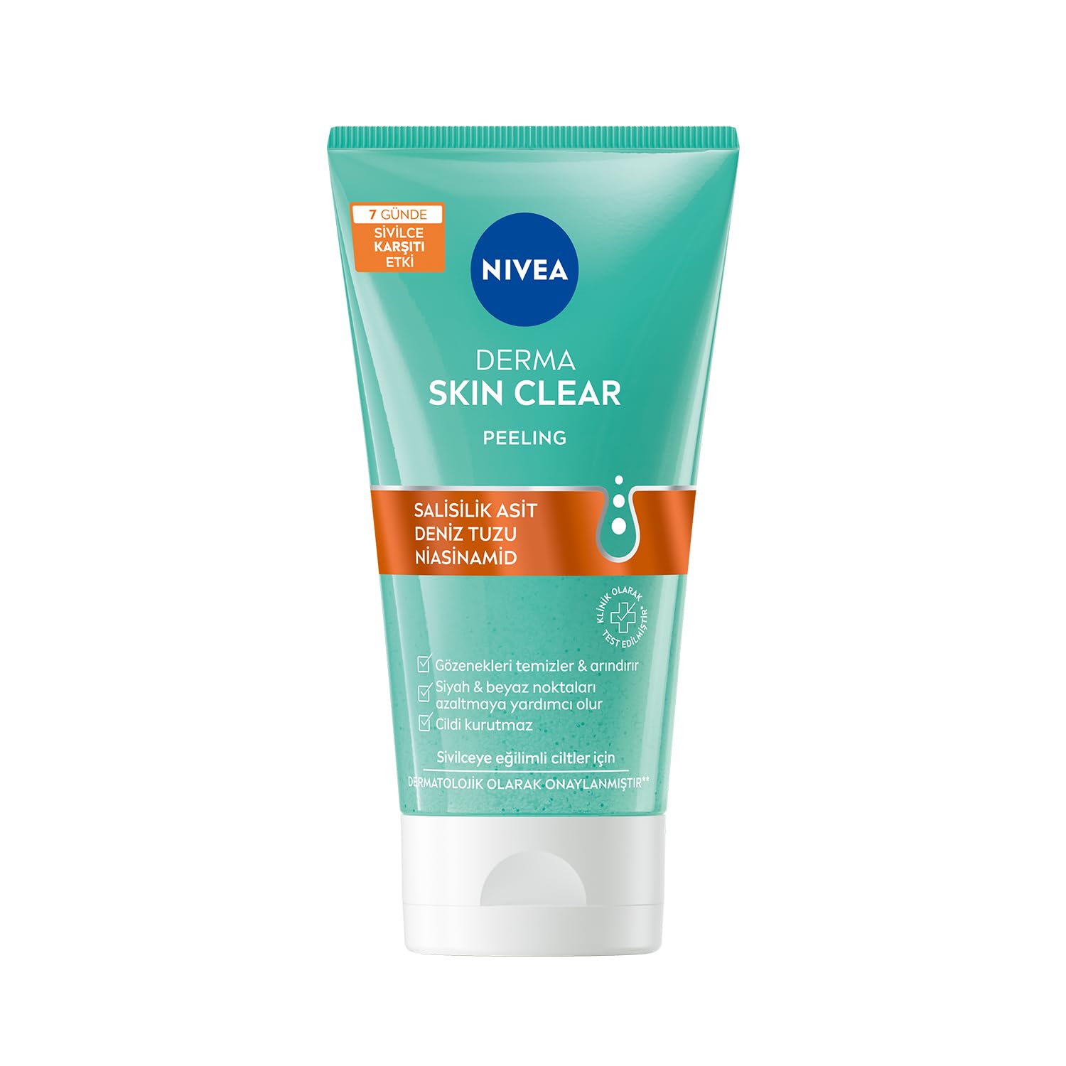 NIVEA Derma Skin Clear Sivilce Karşıtı Yüz Temizleyici Peeling 150ml, Gözenek Arındırıcı,Siyah Nokta