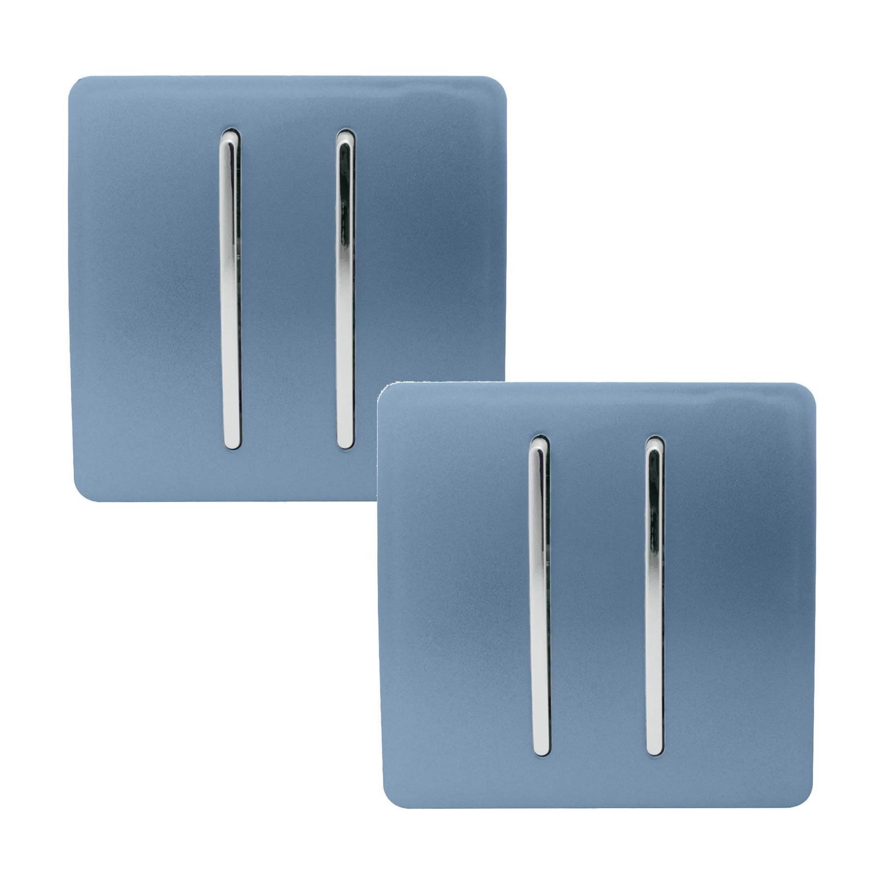 Trendi 2 Gang 2 Way Artistic Modern Glossy 10 Amp Rocker Tactile Light Switch Ocean Blue