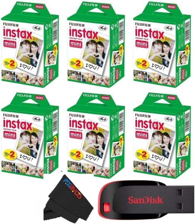 Fujifilm Instax Mini Instant Film for Mini Cameras | Pixibytes Bonus Bundle- Fre