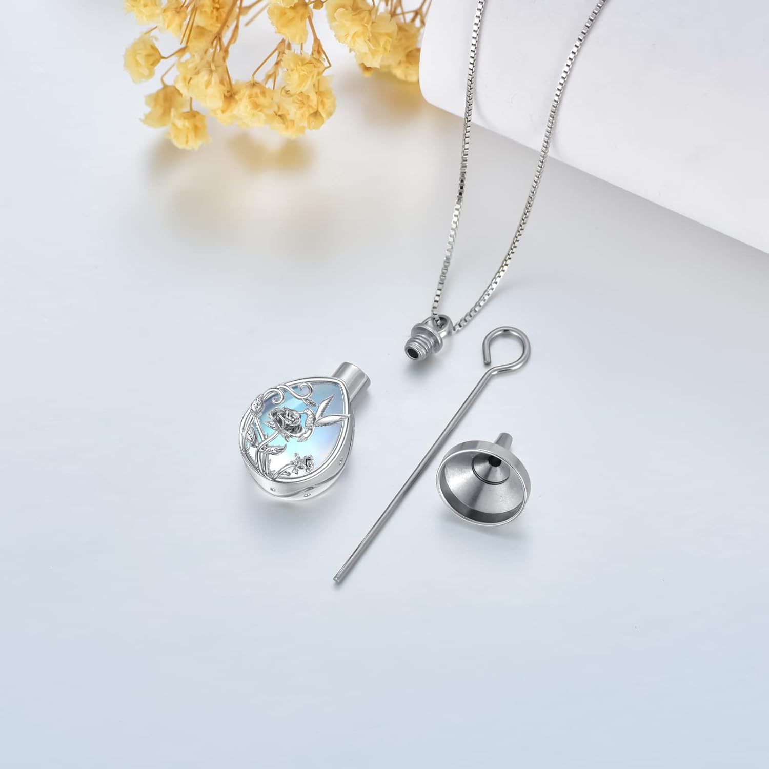 Hummingbird/Butterfly/Dragonfly/Flower Urn Necklace 925 Sterling Silver Cremation Necklace for Ashes Memorial Keepsake Jewelry for Women - Image 5