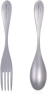 Boundless Voyage Titanium Fork Spoon 2pcs for Camping Travel Home with Carry Bag Outdoor Flatware Cooking Utensils Ti1070T