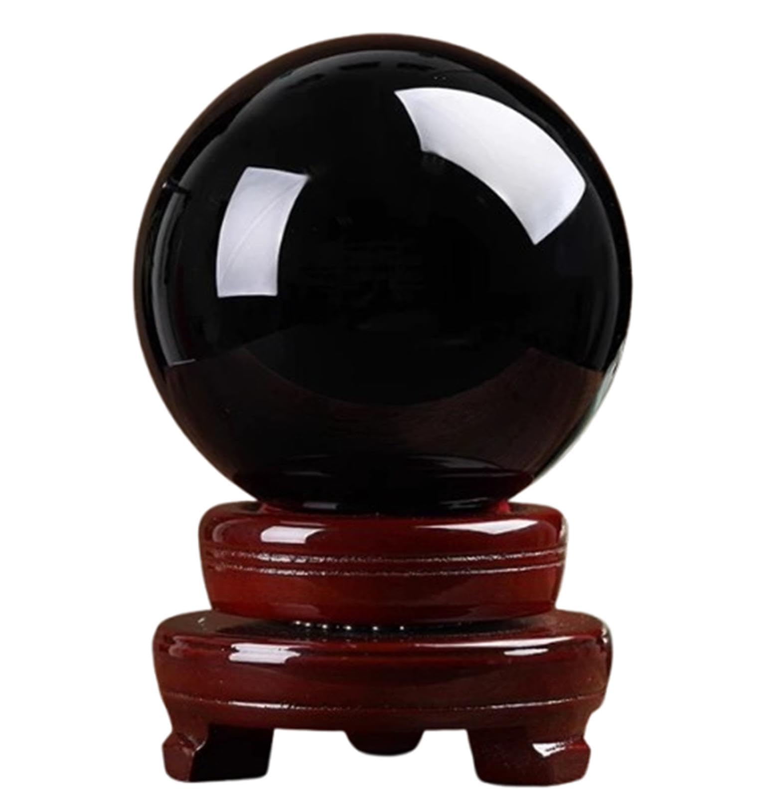 BHBHCPZGR Obsidian Crystal Ball Quartz Sphere with Stand Feng Shui Polished Decoration for Witchcraft Housewarming Gift,5cm/2in BHBHCPZGR