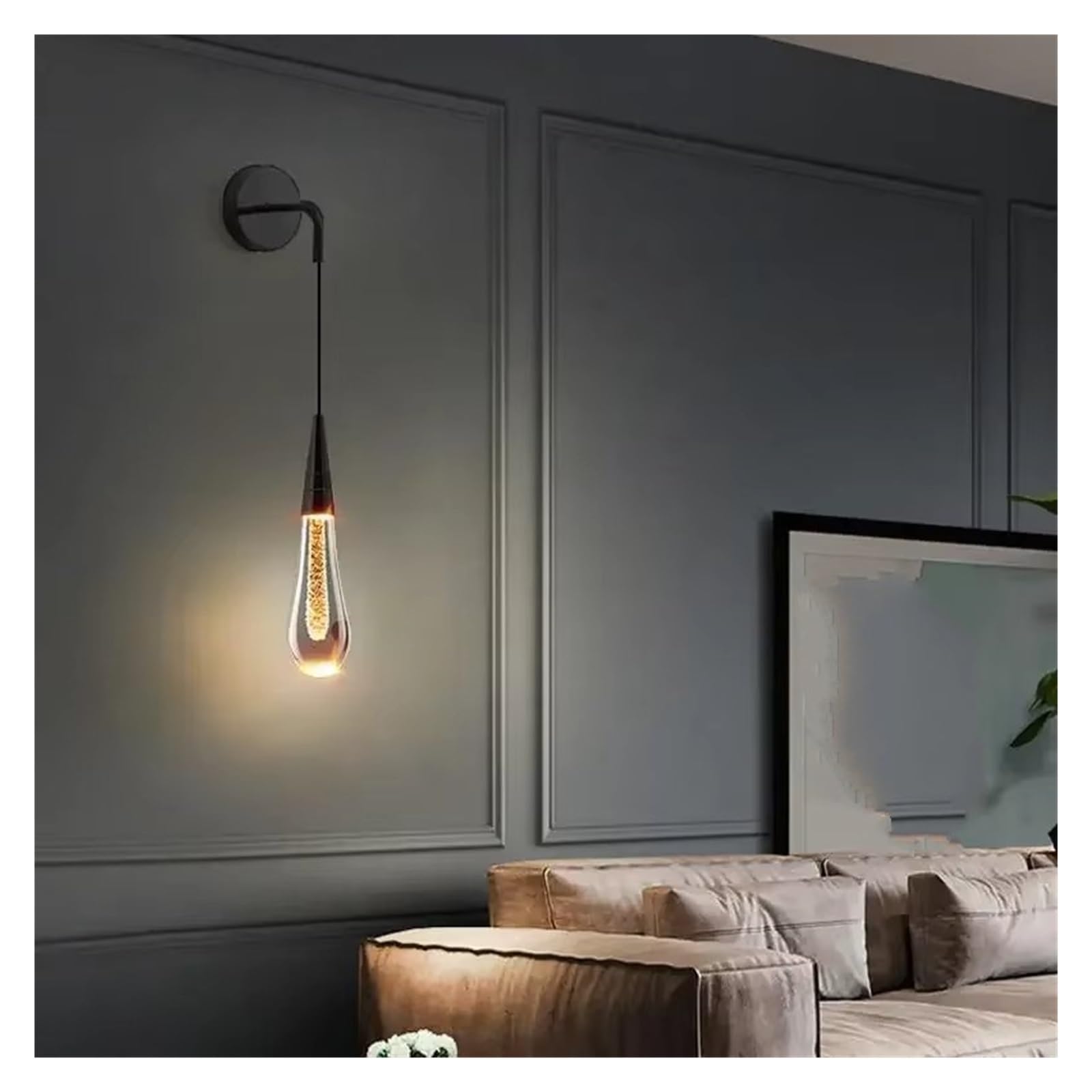 ZTCHSENZT Modern Crystal Raindrop Wall Lights Glass Led Wall Lamps Restaurant Bedside Corridor Wall Sconces,Black-Warm White (2700-3500K)