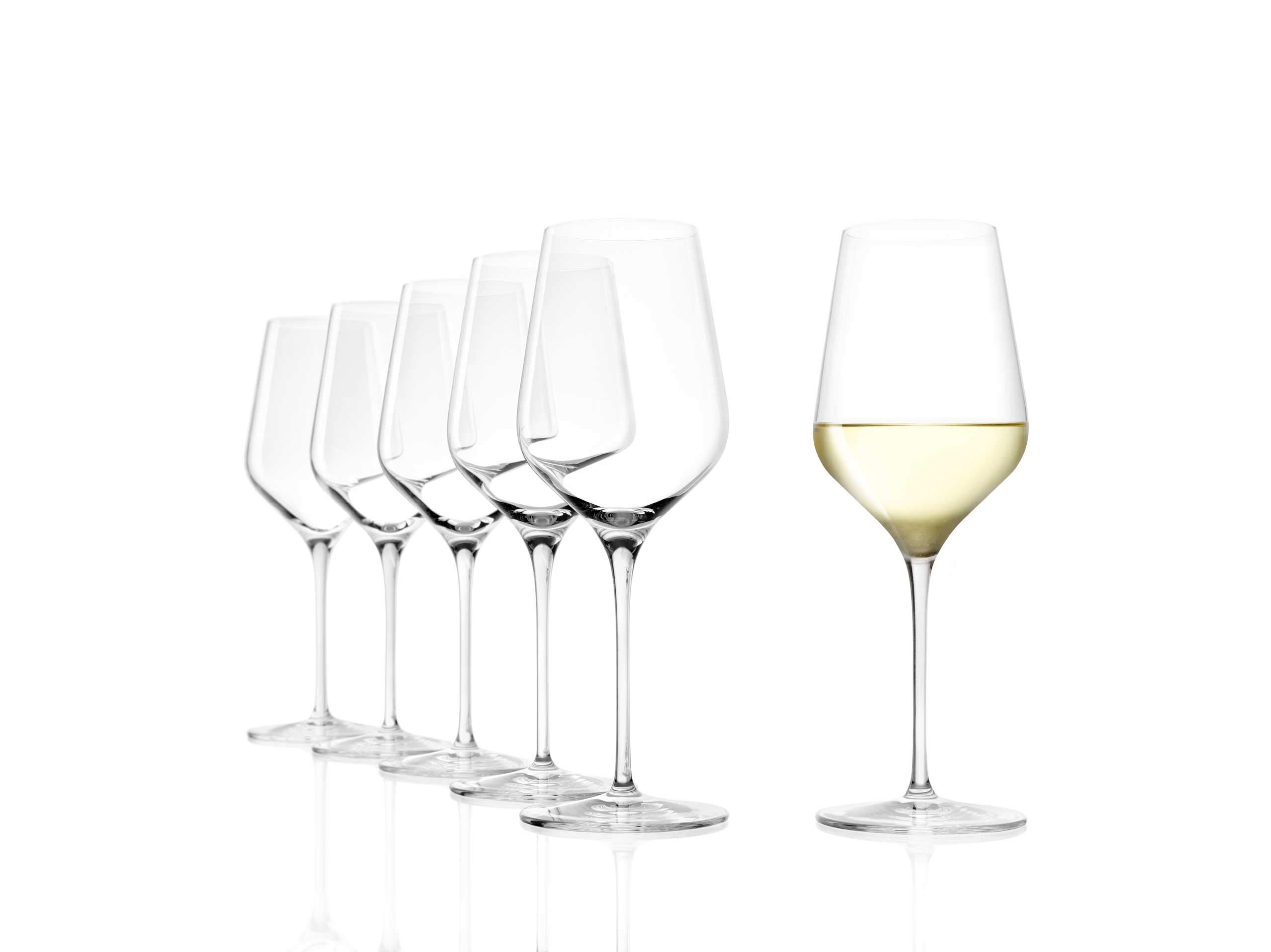 Stölzle Lausitz Starlight White Wine Glasses 410 ml I Set of 6 I Wine Glasses Dishwasher Safe I Crystal Glass I White Wine Glasses Set Shockproof I