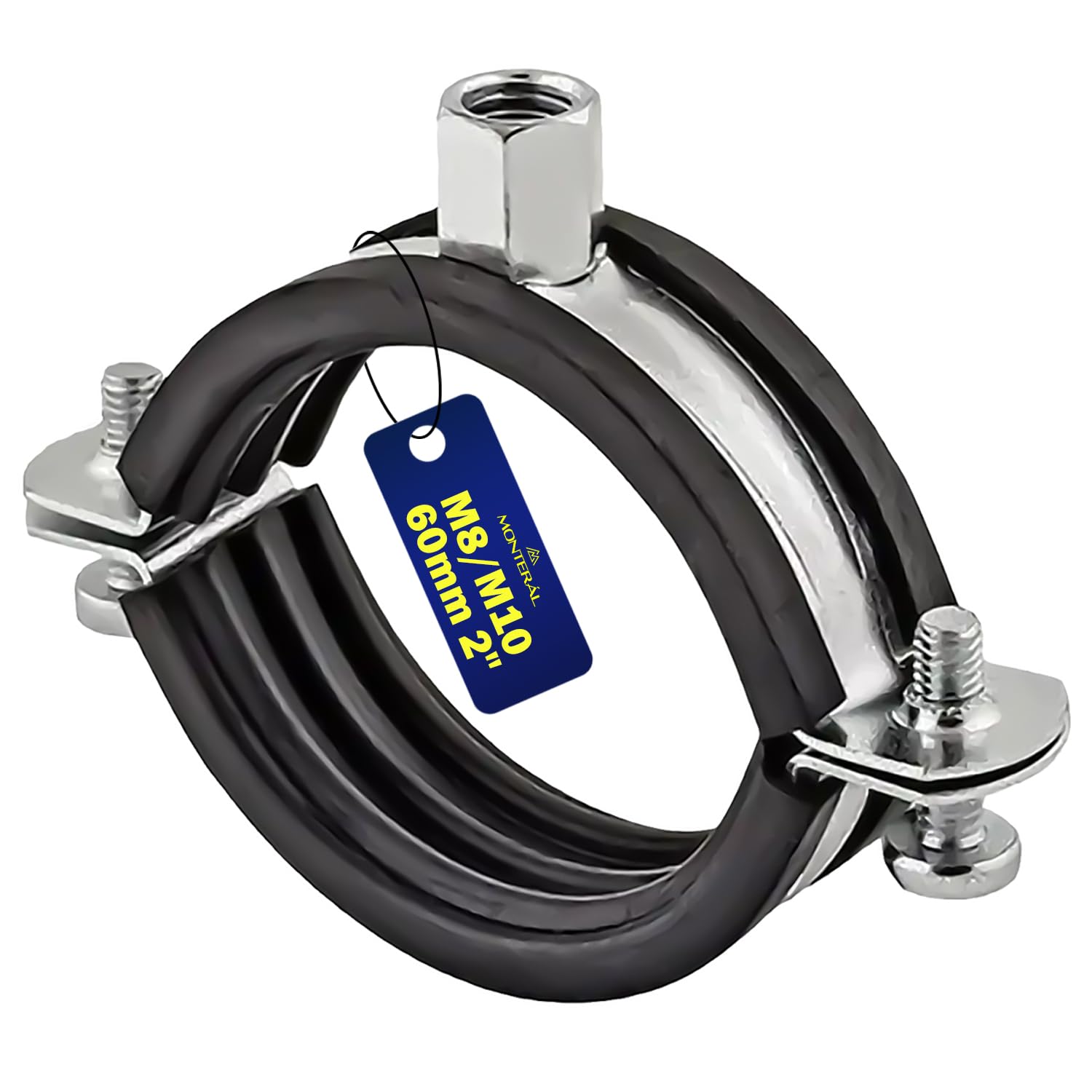 Rinforzato Fascette Metalliche M8/M10 con Guarnizione in Gomma e con Diametro di Ø60 mm o di 2" - Garanzia di 10 Anni - MONTERAL