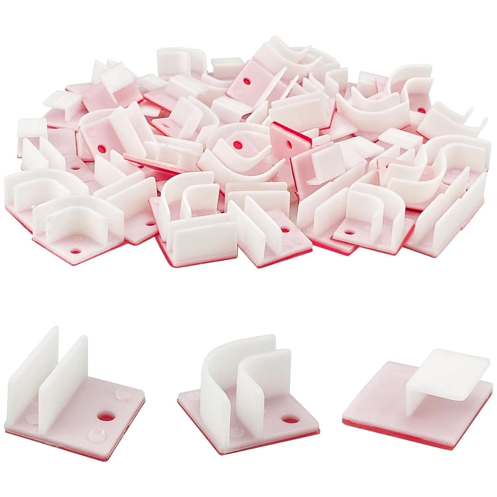 60 Clip Autoadesive Per Luci LED - Ganci Per Fissaggio Strisce Luminose