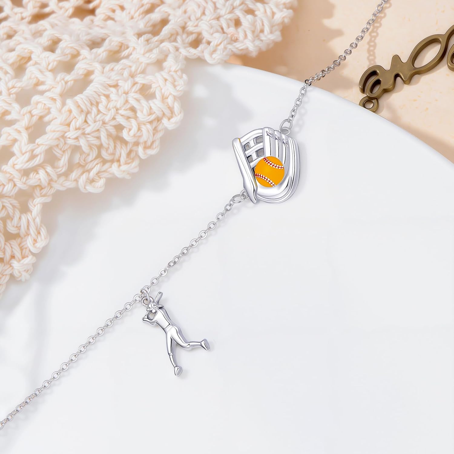 Sports Bracelets 925 Sterling Silver Soccer Basketball Softball Bracelets Jewelry for Women Sport Gifts