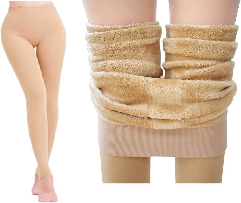 BrachyWomen's/Girls Woolen Fur Lined Stockings 100% Pure Warm Super Soft Thick Fur Lined Warm Leggings With Attached Socks Free Size Fit (26 To 34) BCA_FURLEG0WSOCKSI1