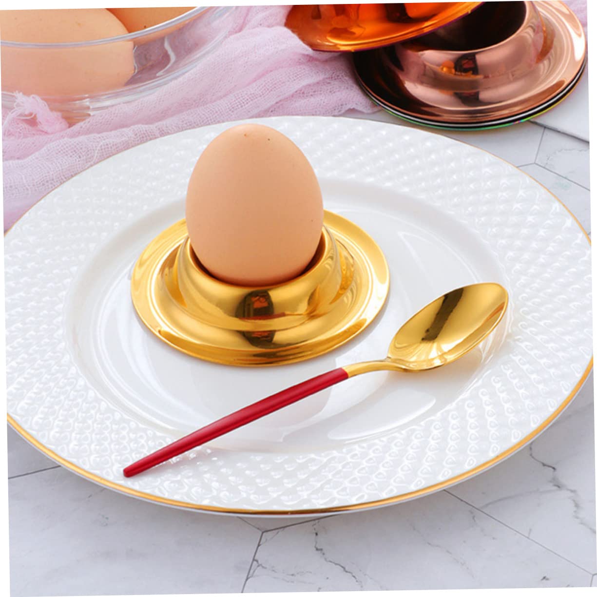 TOPBATHY 6pièces Support à Oeufs Acier Inoxydable Coquetiers Élégants Or Et pour Oeufs Coque Et Accessoire De Table Pratique Et Chic