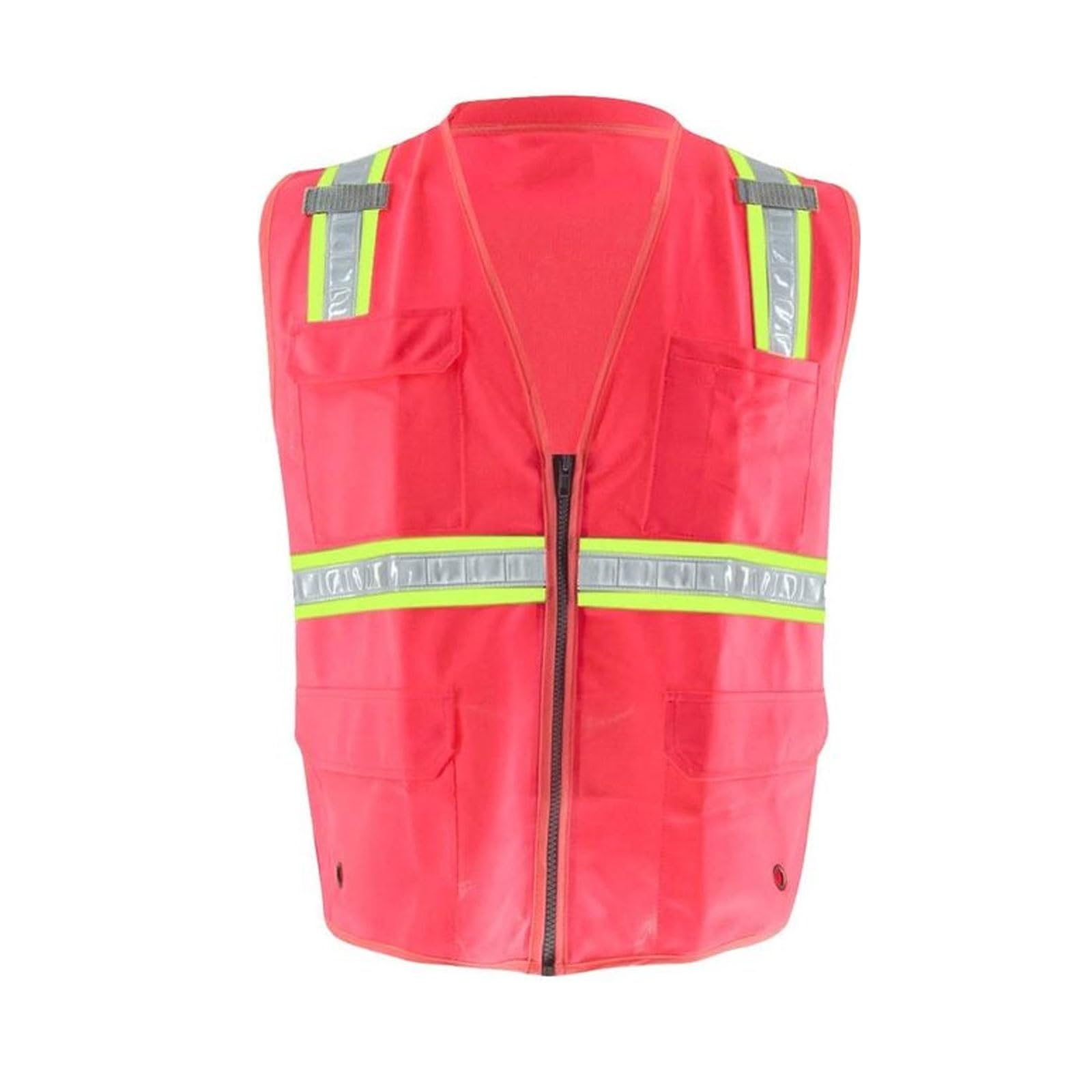 Chaleco de seguridad de alta visibilidad, Chaleco de seguridad punto alta visibilidad, reflectante, múltiples bolsillos y cremalleras, multicolor, S-4XL(Rose,L)