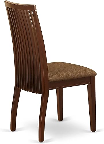 Miniatura 7 de East West Furniture IPC-MAH-C Ipswich - Sillas de comedor tapizadas de tela de lino, sillas de madera maciza, juego de 2, caoba