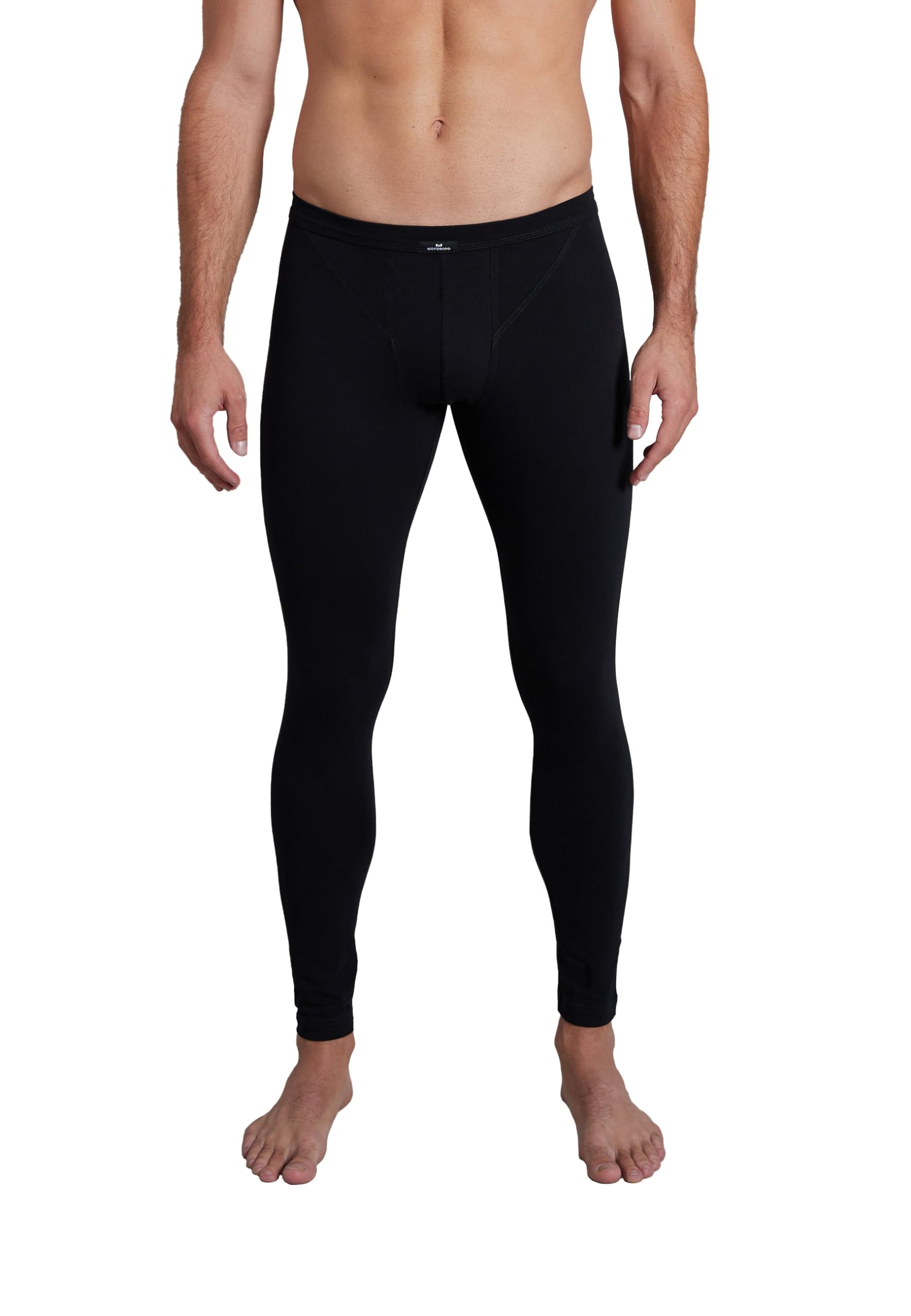 GÖTZBURG Herren Lange Unterhose, Baumwolle, Single Jersey, schwarz