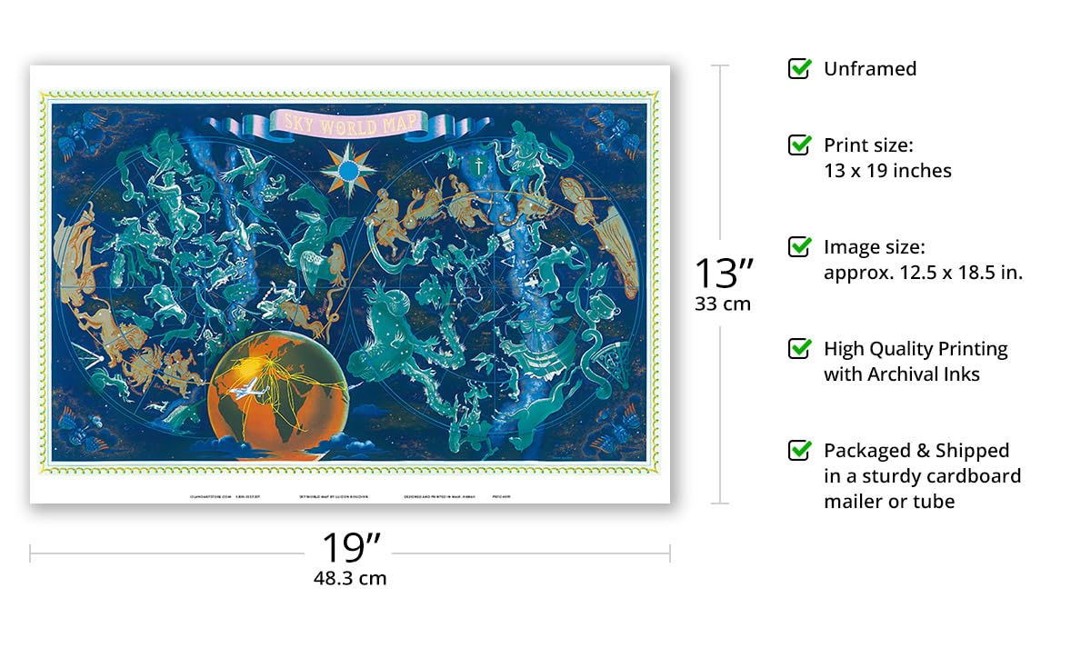 Amazon.com: Sky World Map - Constellation Zodiac - Planisphere