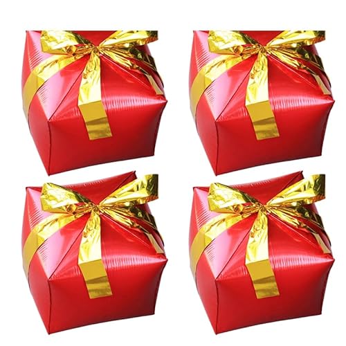Toddmomy 4 piezas caja de regalo cubo de papel de aluminio con forma cuadrada caja de regalo cubo globo de aluminio para fiesta de Navidad, boda, decoración de cumpleaños