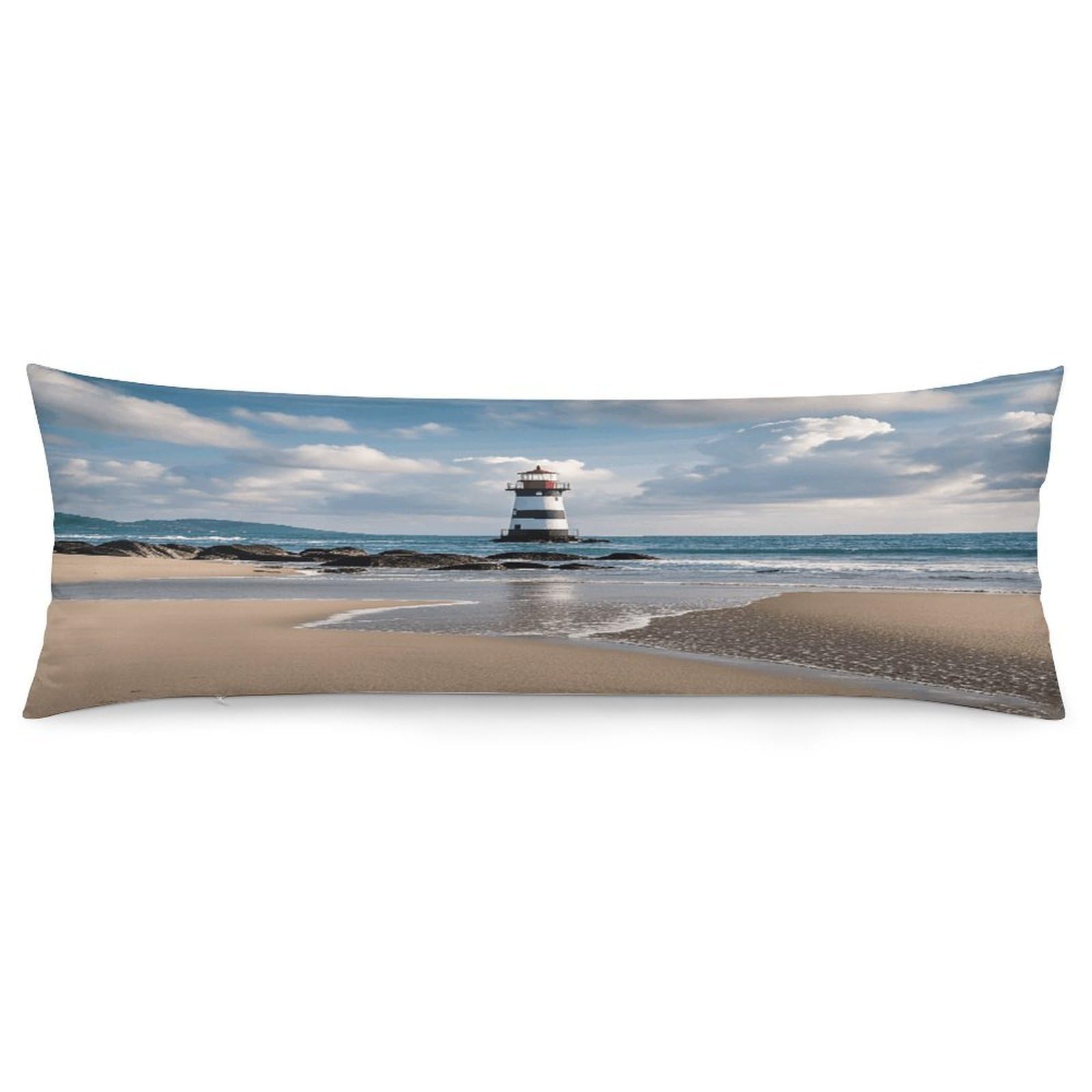 Sea Lighthouse Sandbeach Throw Pillow Cover Soft Pillow Case Decorative Lumbar Pillow Cover Cozy Throw Pillowcase Polyester Rectangular Cushion Case Decor for Couch Sofa Bed