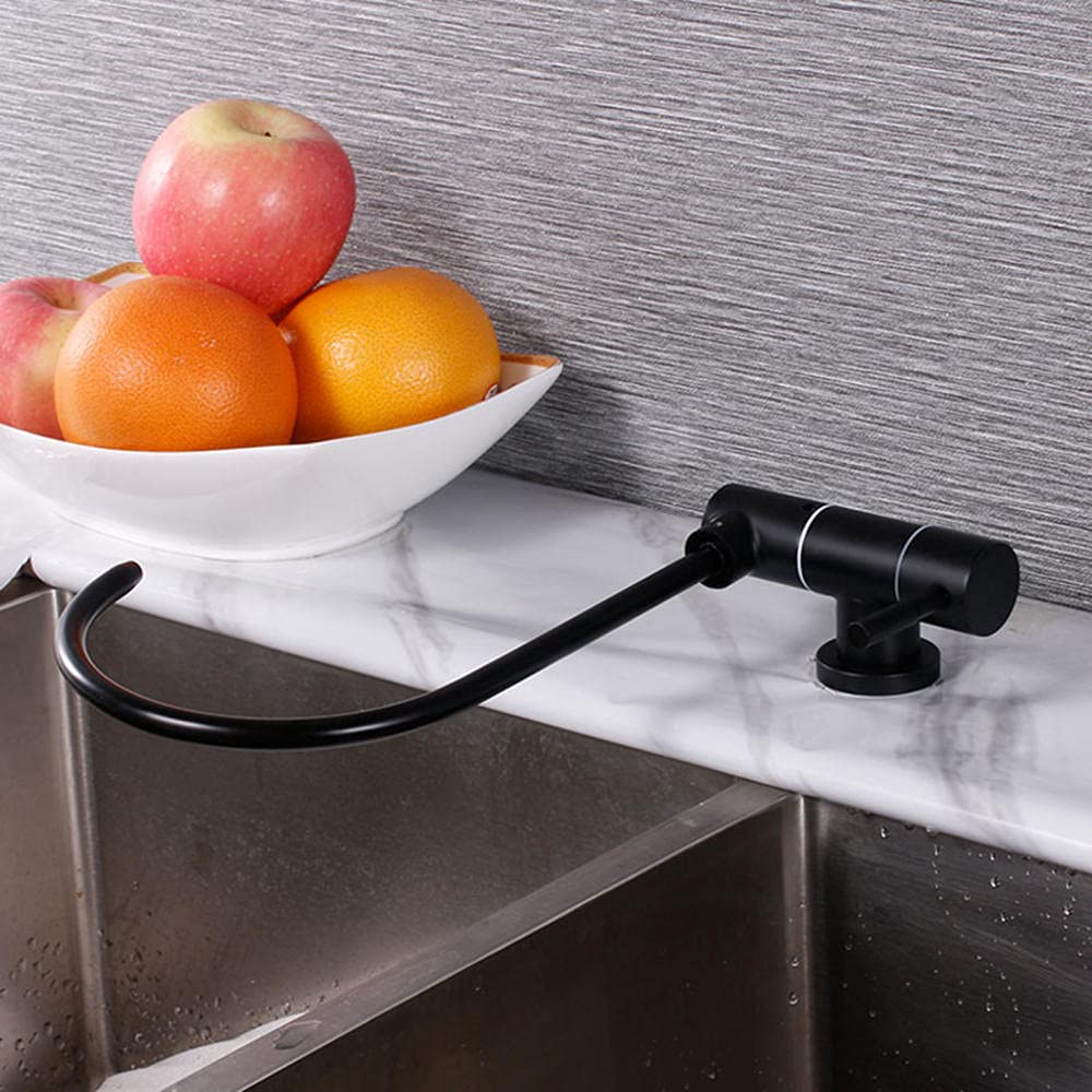 Grifo con Filtro de Agua Grifo de Agua con rotación de 360 ​​​​° de Acero Inoxidable Plegado Negro-C