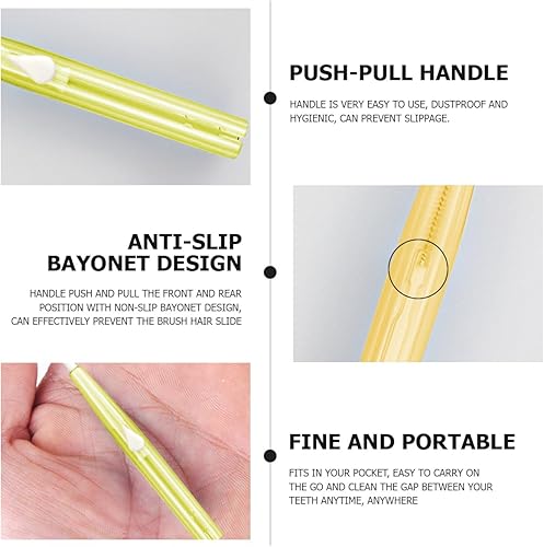 Miniatura 10 de 60 piezas de repuesto de palillo de dientes suave, cepillo interdental tipo empuje-tiro, herramienta de limpieza de dientes, cabezal de hilo dental,