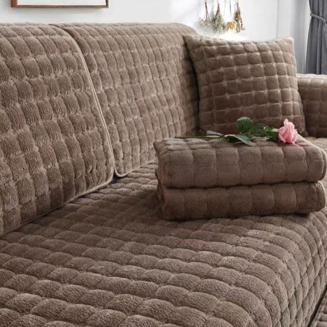 Sofa Cover, Non-slip Sofa Protector, Soft Velvet Sofa Throw for 1, 2, 3, 4 Seats, Dog-Cat Sofa Protector Couch Cover, L-Shaped Corner Sofa Slipcover, For Sectional Couch,Khaki,70x70cm