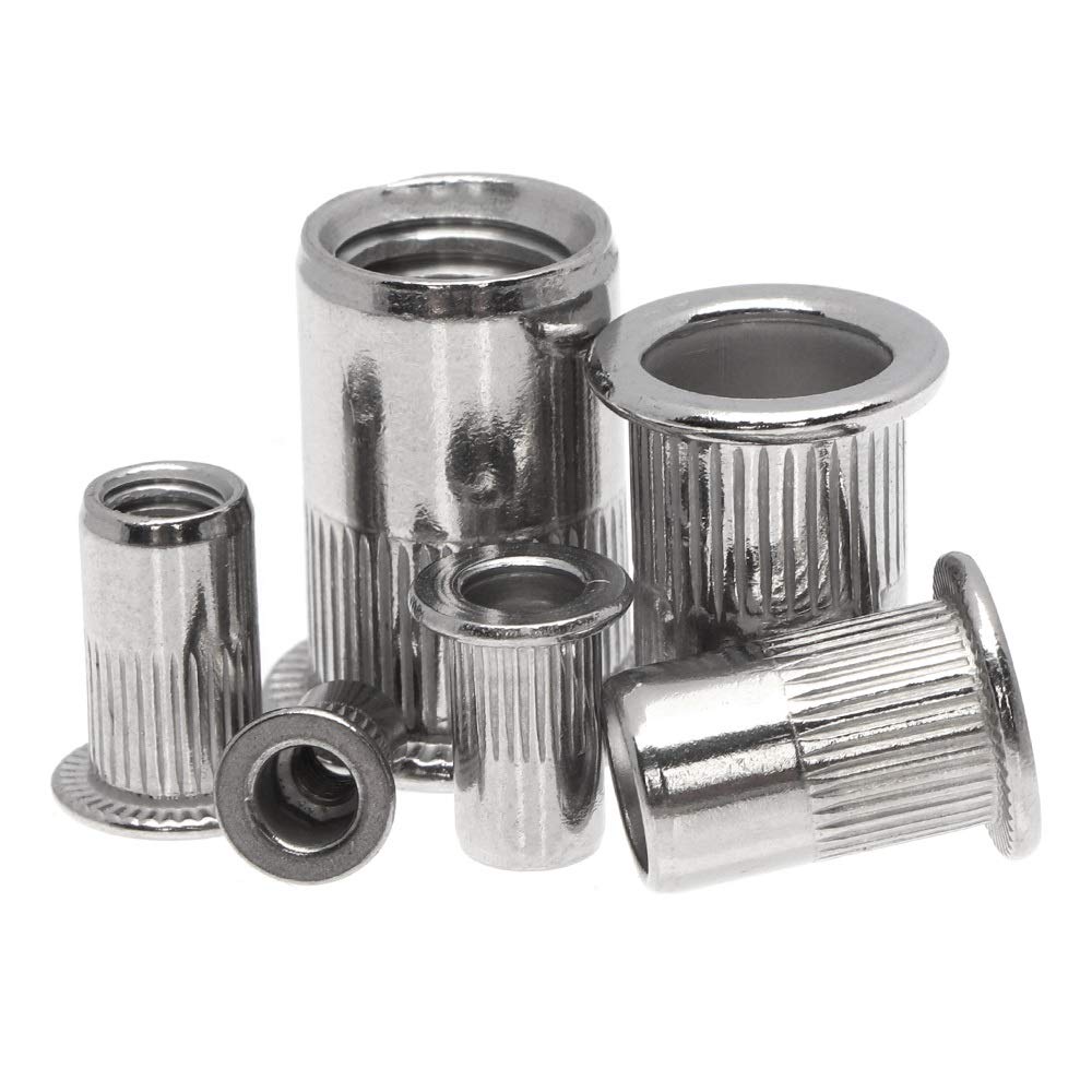 165pcs Flat Head Rivet Nuts Acciaio Inossidabile Metric Metric Recked Doce Assortment Kit M3 M4 M5 M6 M8 M10