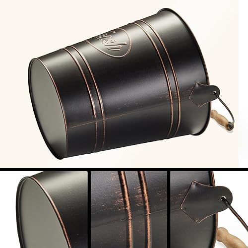 Miniatura 8 de Cubo de basura rústico para baño, estilo rústico galvanizado estilo campestre, cubo de basura de metal para cocina, cesta de basura vintage grande,