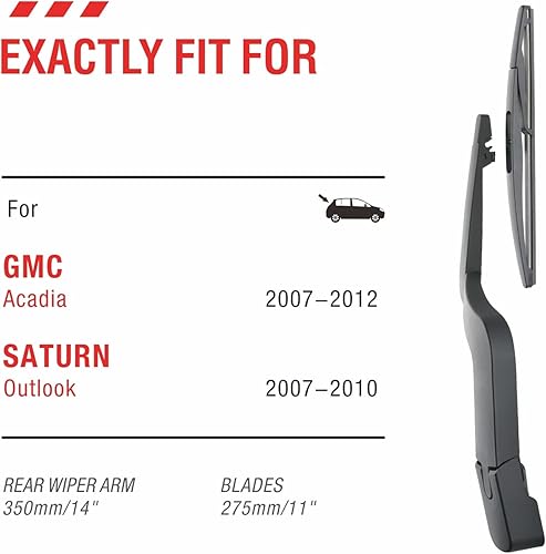 Miniatura 2 de Para GMC Acadia Saturn Outlook 2007-2012, BERG REGEN Brazo del limpiaparabrisas trasero con kit de cuchillas, repuesto de fábrica original para GM