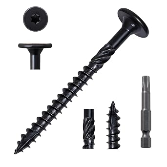 LIONMAX Structural Wood Lag Screws #14 x 2-7/8 Inch, 50-PCS, Heavy Duty Exterior Construction Screw, Rust Resistant Coated for Deck/Timber/Landscape, Flat Head Star Drive, T30 Bit Included, Black