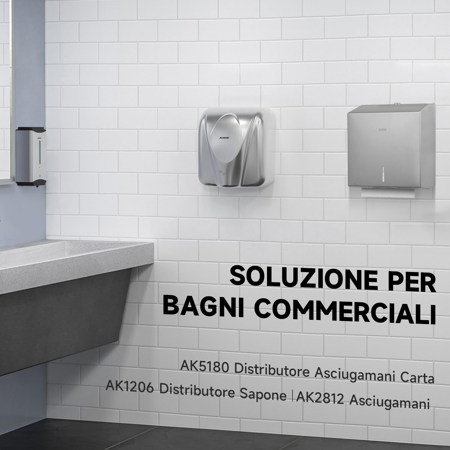 AIKE In Acciaio Inox Dispenser Carta Asciugamani 250 Fogli Montato A Parete,per H2 & Z-Fold Carta Piegata di Dimensioni 27 X 10 cm o Inferiori