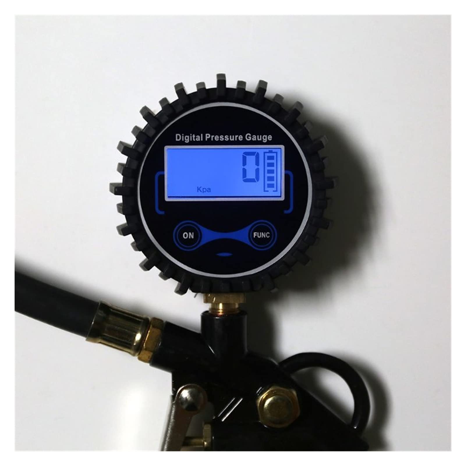 Inflador de neumáticos de Aire para automóvil con manómetro Digital Tipo de Manguera de Mandril de Aire de 200 PSI (Negro)