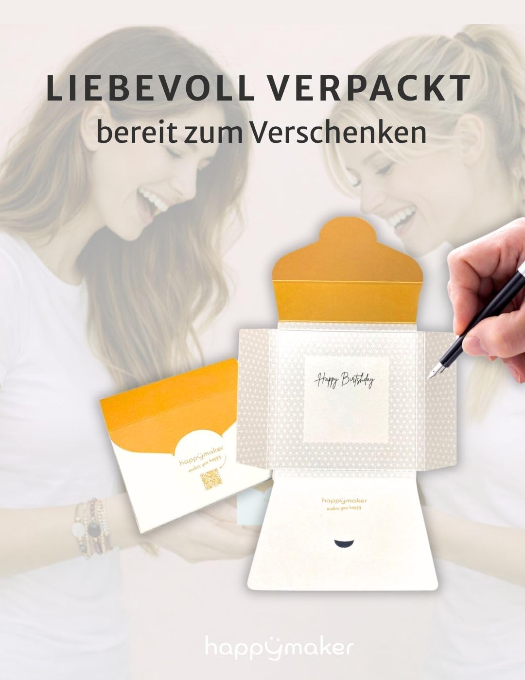 happymaker - Edelstein Armband Damen, handgefertigt in Deutschland mit Goldperlen, Geschenkkarte und Geschenkverpackung, Mutmacher Geschenk