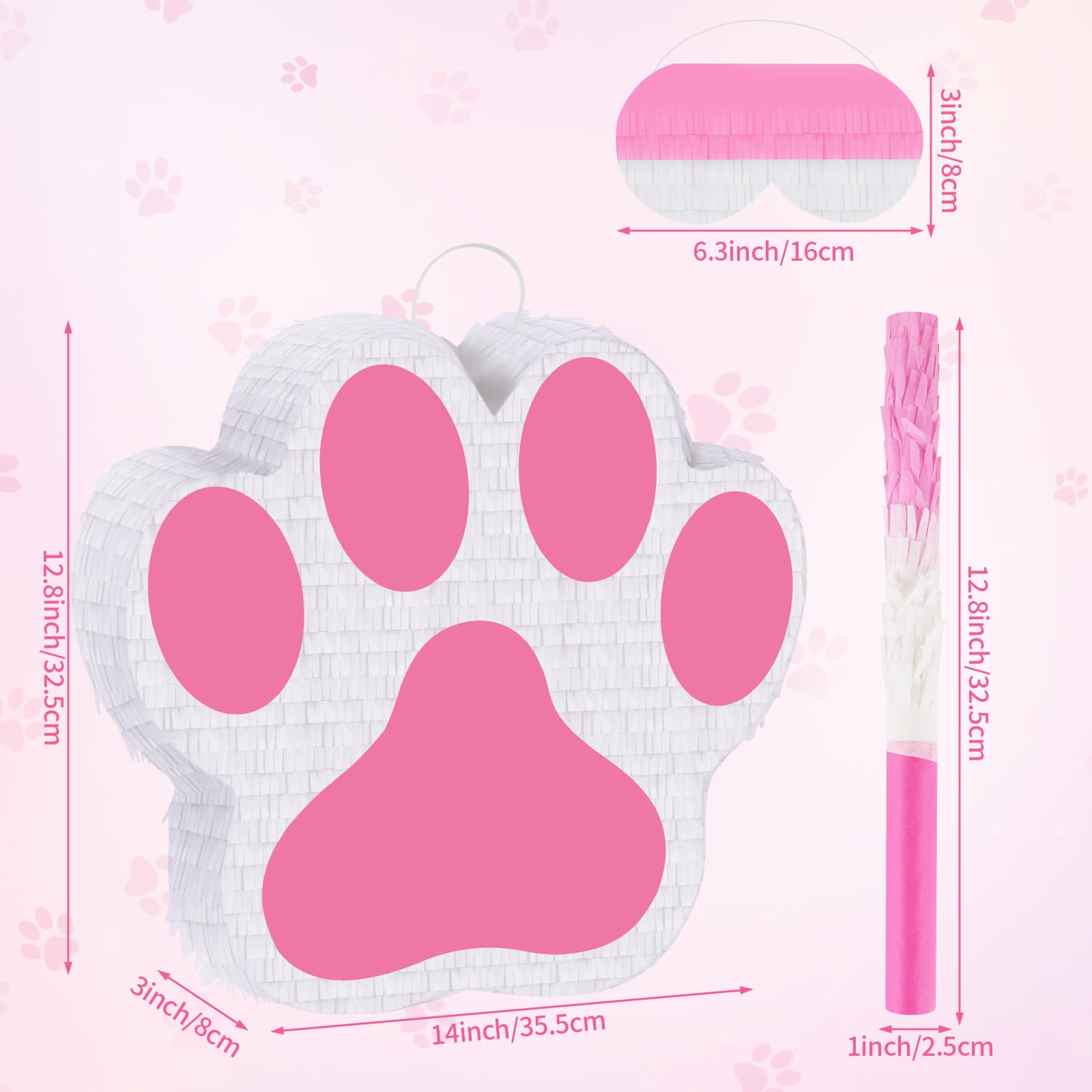 Piñata de perro pequeño con palo de piñata y lazo para colgar, piñata de cumpleaños con temática de animales, suministros para fiestas de cumpleaños, niñas y niños