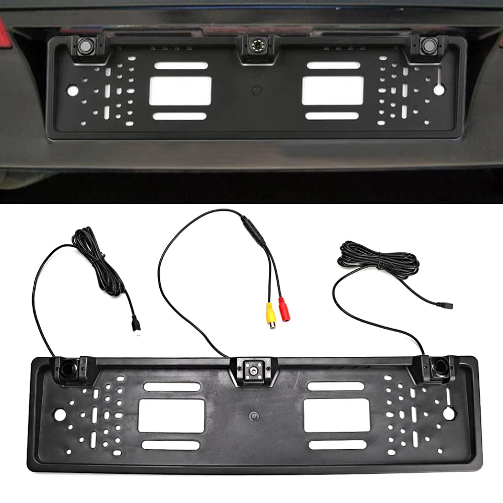 Marco de Placa de Matrícula Europea Cámara de 12LED Pantalla de Marcha Atrás Sensor de Aparcamiento Kit de de Marcha Atrás Accesorios para Coche