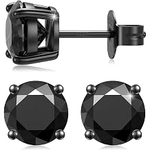 Moissanite Stud Earrings for Men, Solid Sterling Silver White/Black/Gold