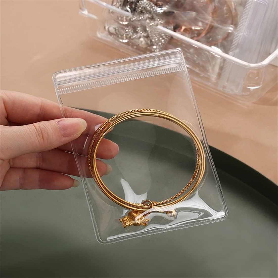10 Pcs Clear Jewelry Zipper Bags, Clear PVC Self Seal Plastic Zipper Bags, Anti Tarnish and Anti Oxidizing Jewelry Self Seal Bags, Self Sealing Storage Bags for Necklace, Ring, Earring, Pills, Screws