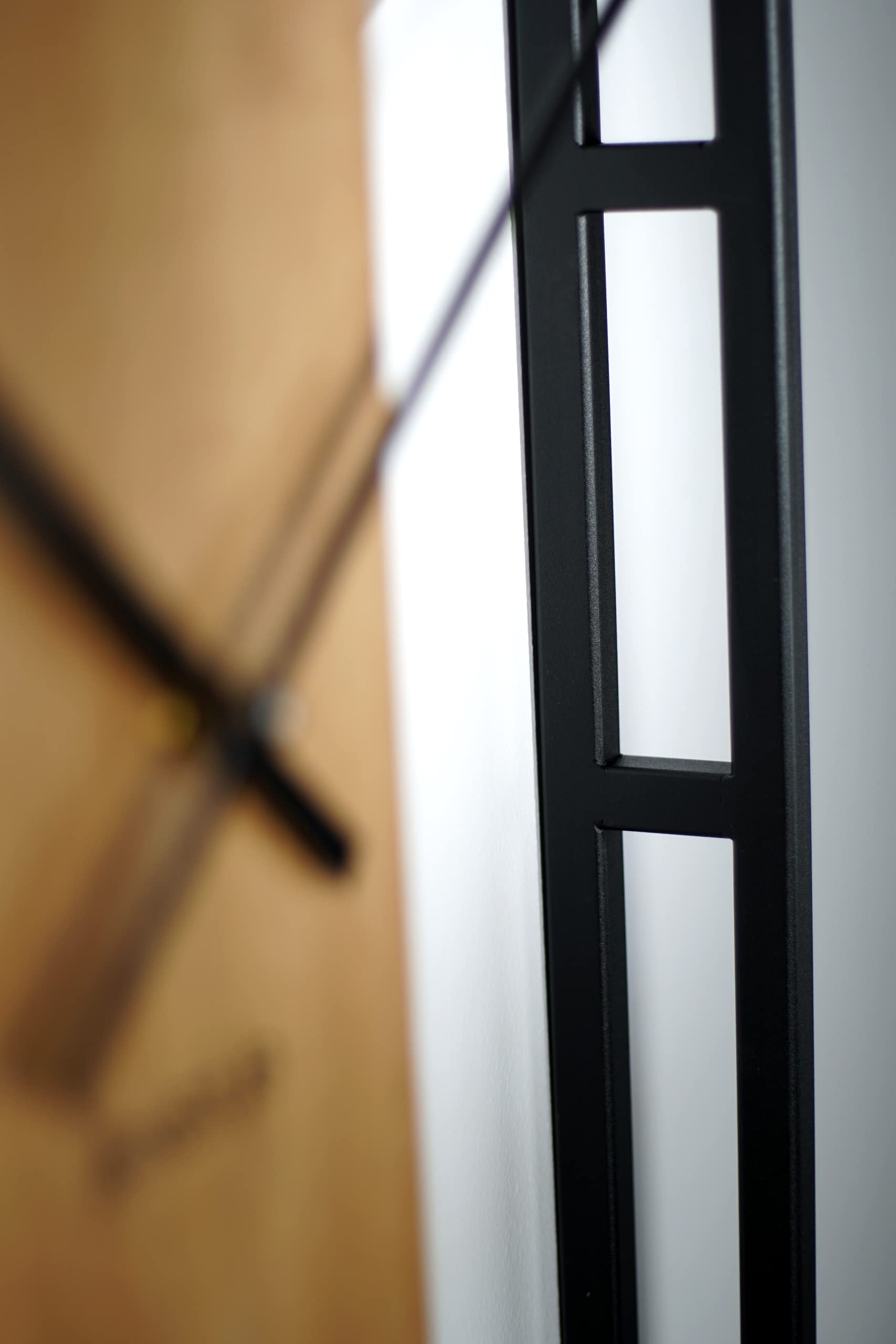 FLEXISTYLE Grande orologio da parete quadrato LOFT Square in legno di metallo 3D diametro 50 cm nero