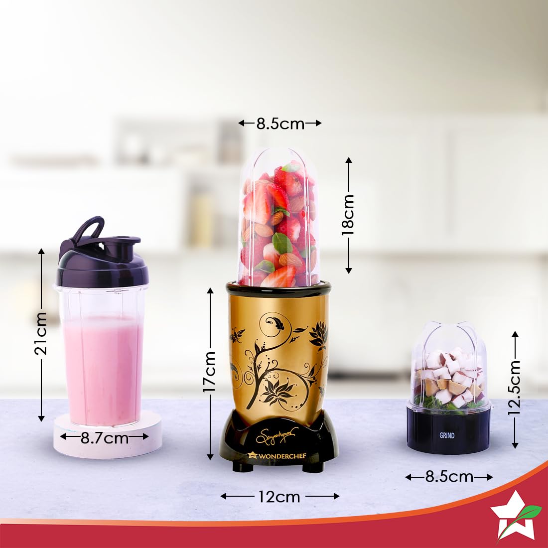 Wonderchef Nutri-blend Mixer Grinder - Champagne -2 Wonderchef Nutri-blend Mixer Grinder - Champagne -2