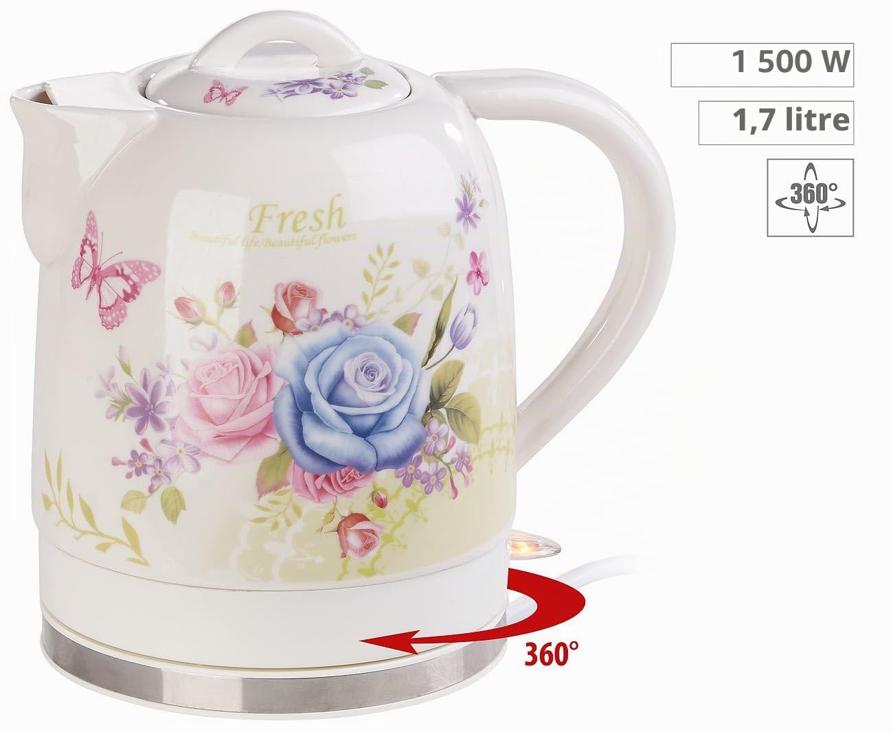 Rosenstein & Söhne Bouilloire en céramique 1,7 L "WSK-250.rt"