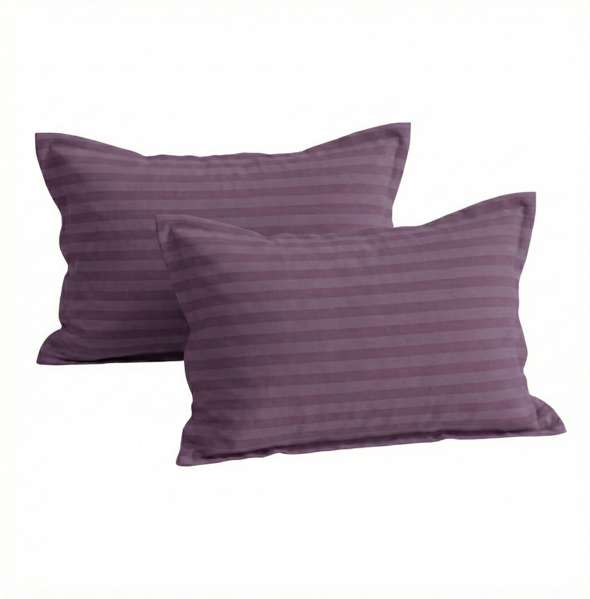 Trance Home Linen 200 TC 100% Cotton Standard Size 18x28 inch Satin Stripe Pillow Covers | Pillow Cases | Set of 2 Piece Pillow Covers only |Standard Size (Plum, 18 X 28 inch)
