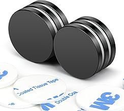 Wukong Black Neodymium Magnets with Self Adhesive, 20 x 3 mm, 6 Pieces Extra Strong for Whiteboard, Refrigerator, Photo, Magnetic Strips, Magnetic Board, DIY